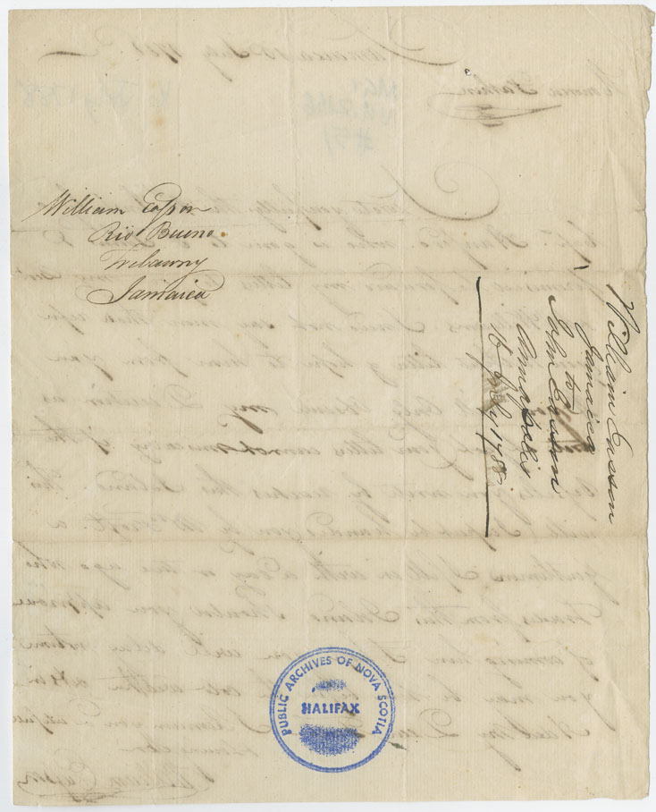 Easson : Letter, William Easson, Jamaica, to his father, John Easson