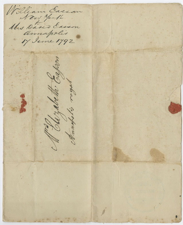 Easson : Letter, William Easson, New York, to his mother, Elizabeth Easson