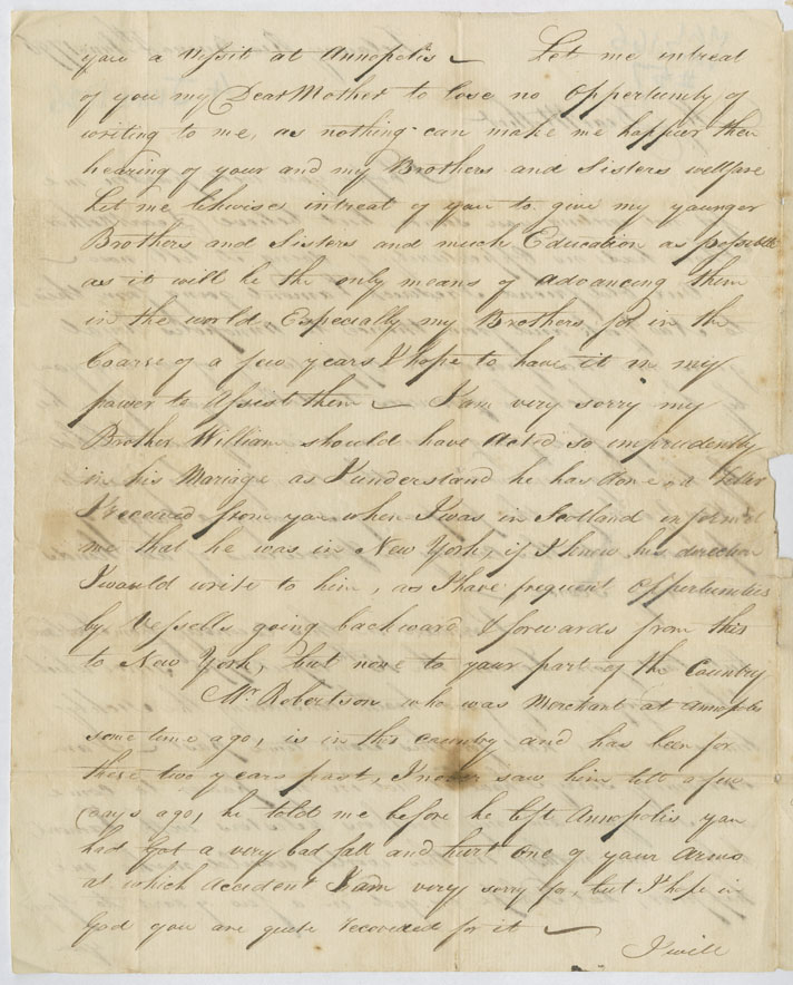 Easson : Letter, John Easson, Trelawny, Rio Bueno, to his mother, Elizabeth Easson