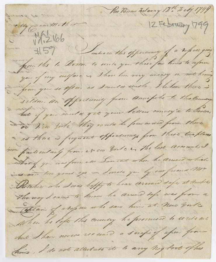 Easson : Letter, John Easson, Rio Bueno, Trelawny, to his mother, Elizabeth Easson