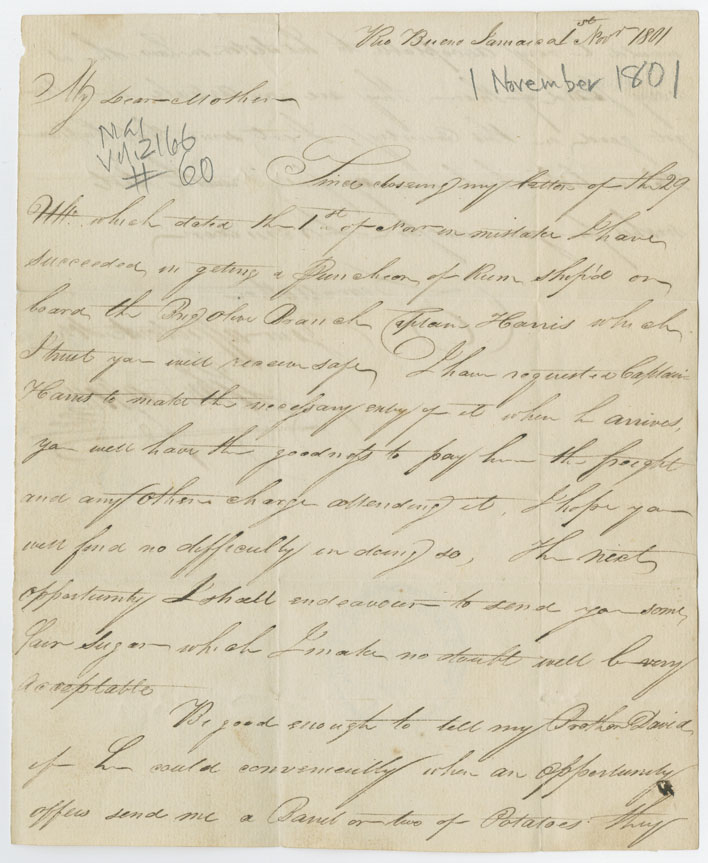 Easson : Letter, John Easson, Rio Bueno, Jamaica, to his mother, Elizabeth