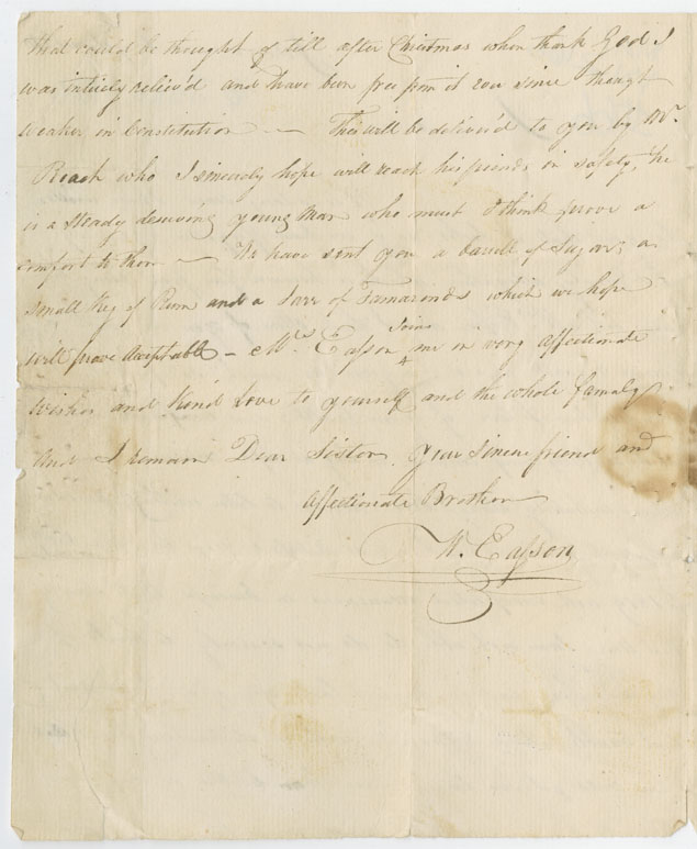 Easson : Letter, William Easson, Jamaica, to his sister-in-law, Elizabeth Easson