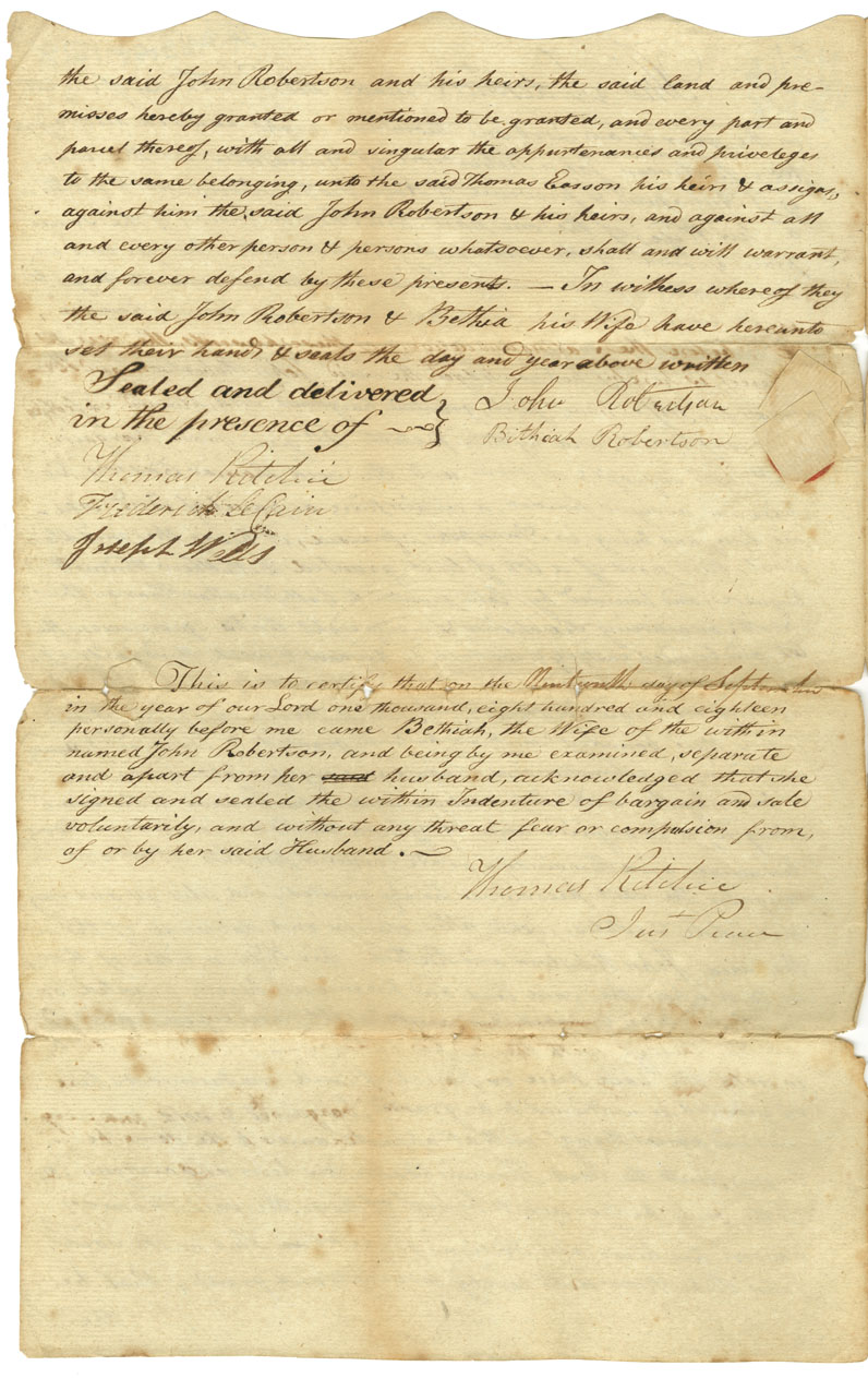 Easson : Indenture, John Robertson, Annapolis Royal, to Thomas Easson