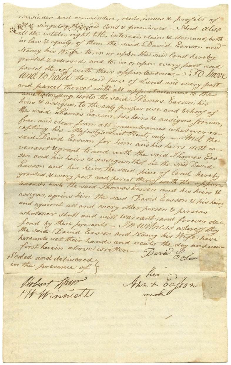 Easson : Indenture, David Easson, Annapolis Royal, to Thomas Easson