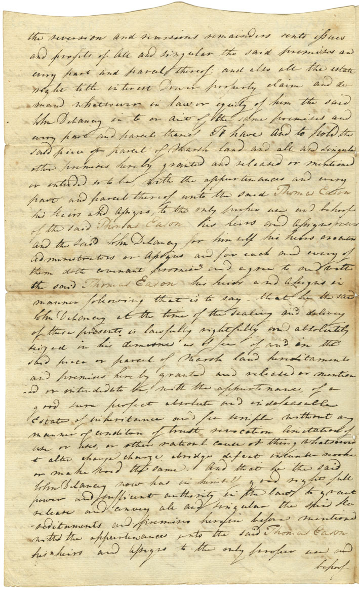 Easson : Indenture, John DeLancey, Annapolis Royal, to Thomas Easson