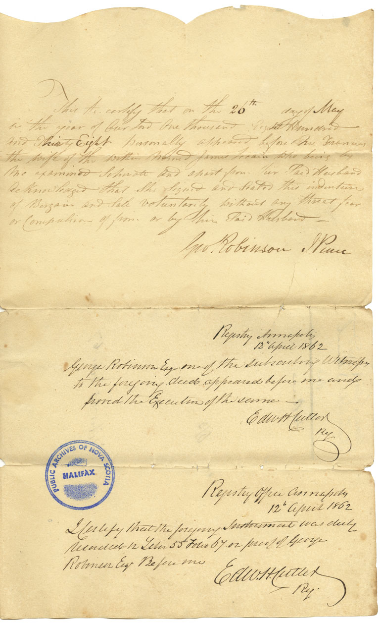 Easson : Indenture, James LeCain, Annapolis Royal, to Thomas Easson