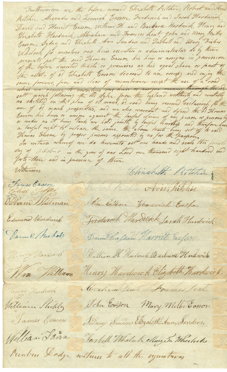 Easson : Indenture, heirs of the late widow Elizabeth Easson to Thomas Easson, Annapolis Royal