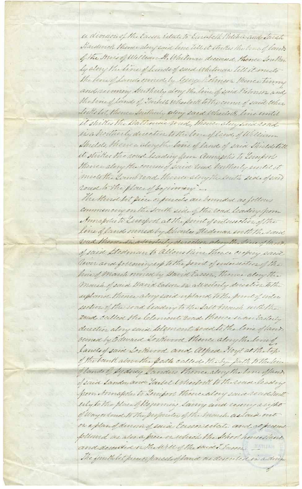 Easson : Indenture, Jesse Hoyt, Halifax, Superintendent of Telegraph Company, to the executors of the estate of the late Thomas Easson