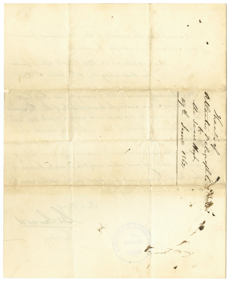 Easson : Letter, George Saward, Secretary, Atlantic Telegraph Company, London, to Jesse Hoyt