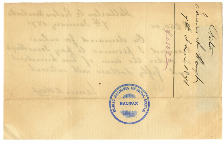 Easson : Promissory note, James A. Hoyt, Stellarton, in favour of Jesse Hoyt