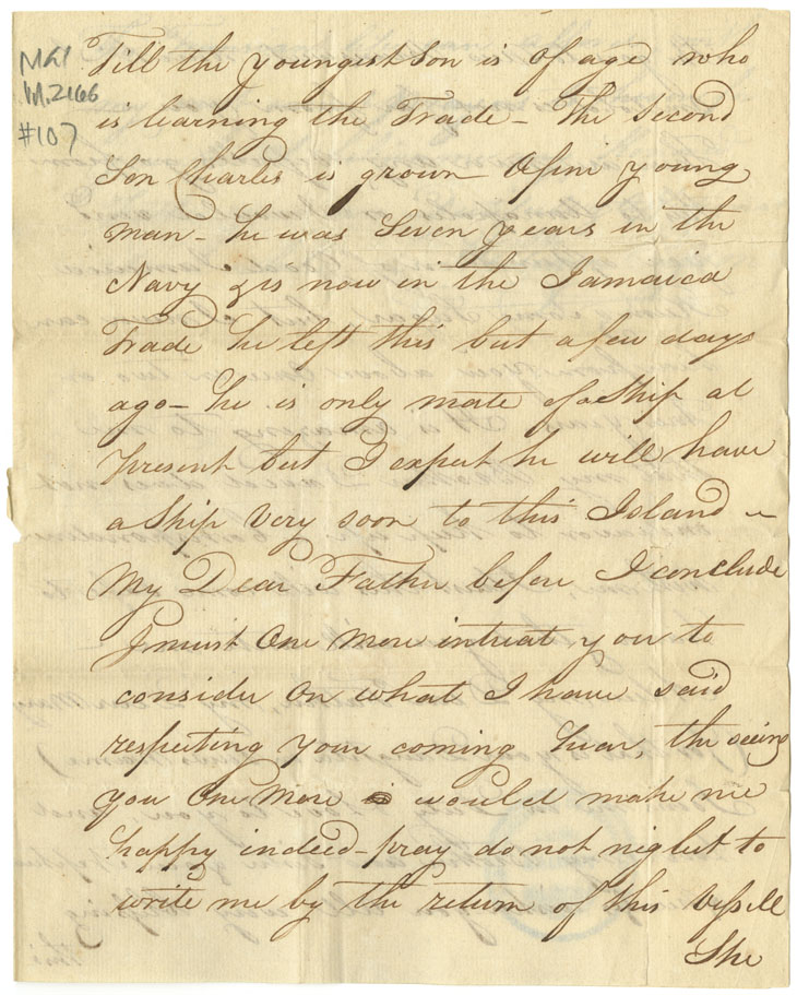 Easson : Letter, William Easson, Jamaica, to his father, John Easson