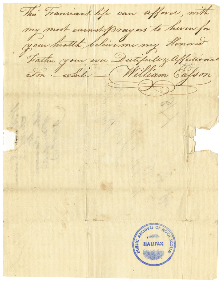 Easson : Letter, William Easson, Jamaica, to his father, John Easson