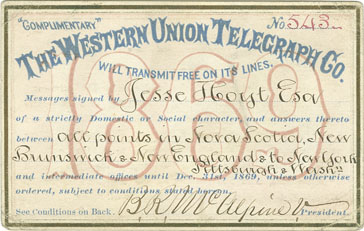 Easson : Complimentary, No. 543. The Western Union Telegraph Co.