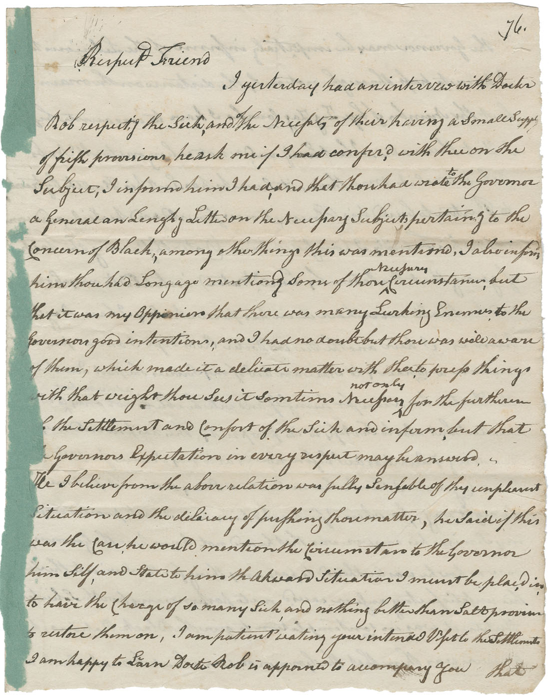 african-heritage : Letter from Mr. Seth Coleman to (___) relating to the Black Refugees settling at Preston and smallpox among the families there