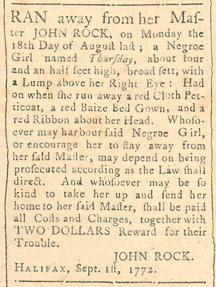 Fugitive slave advertisement