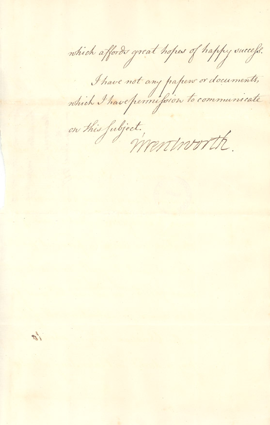 Wentworth's instructions regarding the recently arrived Jamaican Maroons
