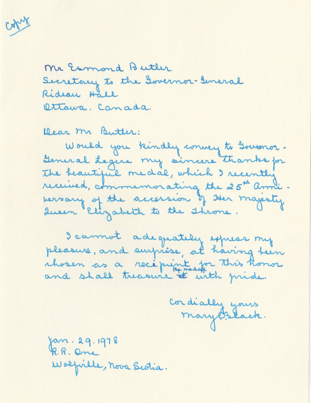 Letter from Mary E. Black to Mr. Esmond Butler