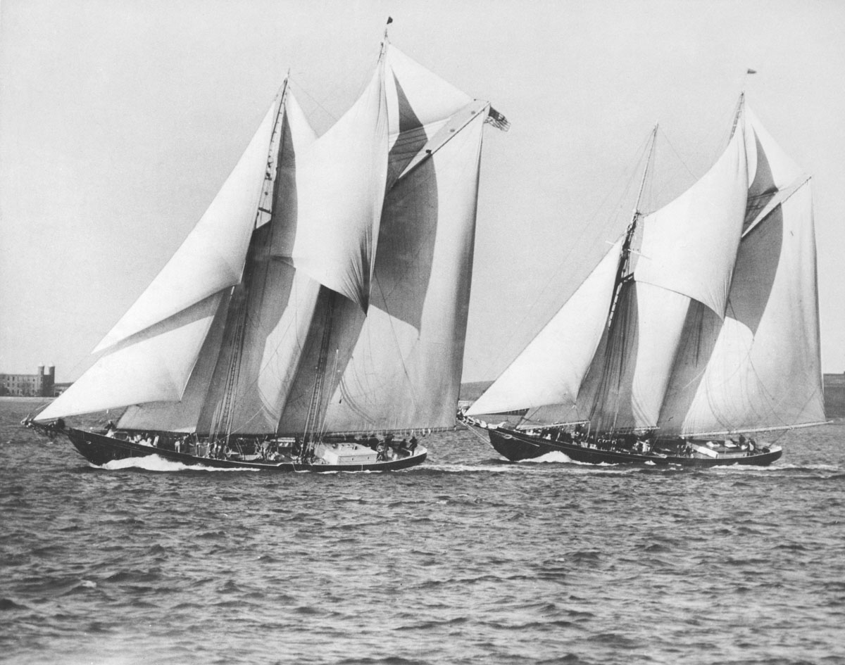 The <i>Gertrude L. Thebaud</i> which defeated <i>Bluenose</i> at Gloucester, Massachusetts in October 1930, winning the Lipton Cup