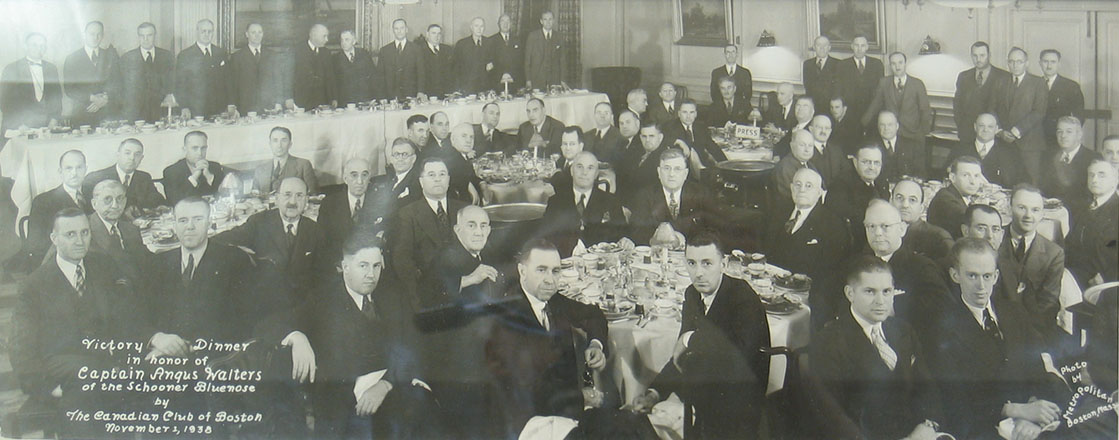Victory Dinner in honor of Captain Angus Walters of the Schooner <i>Bluenose</i> by the Canadian Club at Boston, November 1, 1938
