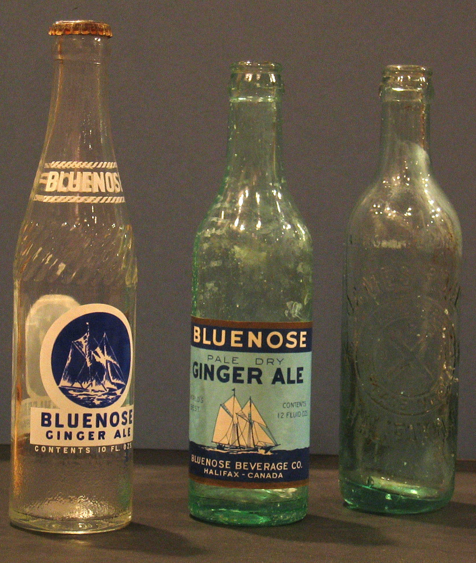 Group of three <i>Bluenose</i> bottles