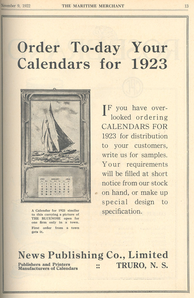 Order To-day Your Calendars for 1923