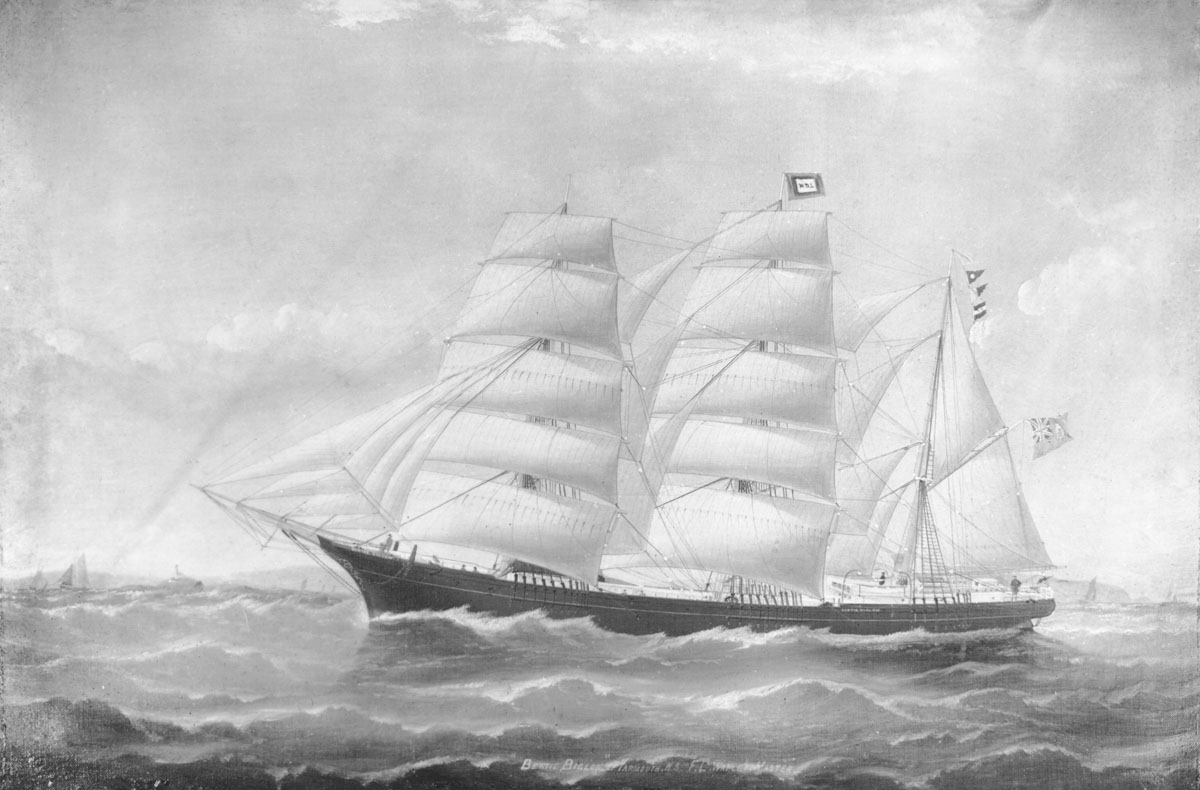 brigsbarqs : Barque Bertie Bigelow</i>, Yarmouth, N.S.; F.L.Walley, Master