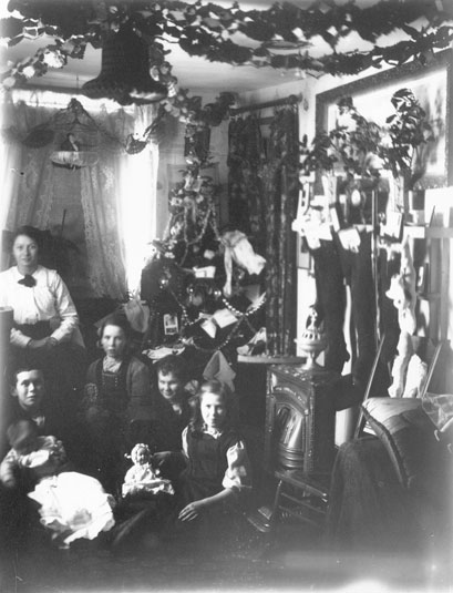 Interior of a house decorated for Christmas, Guysborough, N.S.
