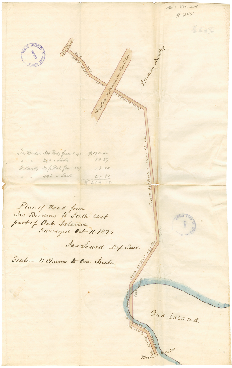 chipman : Plan of road from James Bordens to south east part of Oak Island