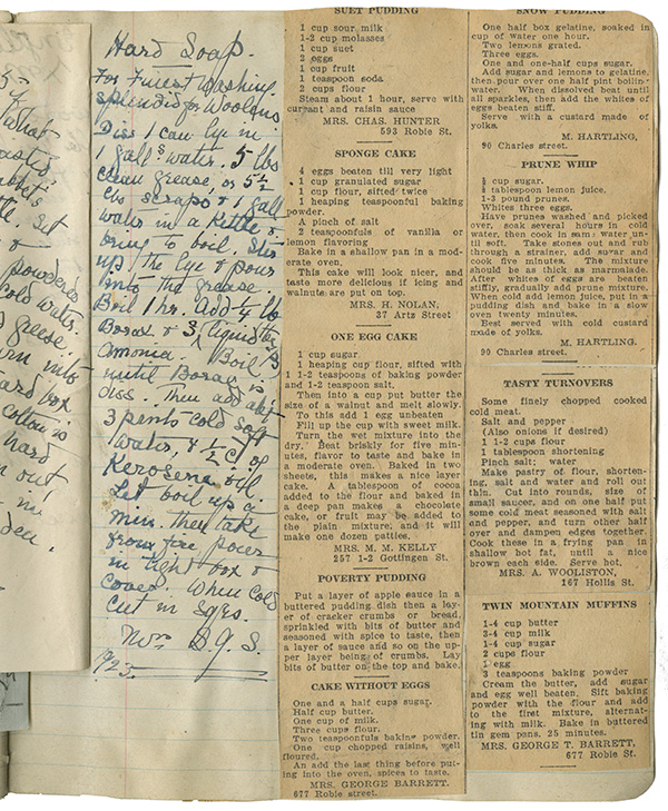 cooking : Suet Pudding, Sponge Cake, One Egg Cake, Poverty Pudding, Cake Without Eggs, Snow Pudding, Prune Whip, Tasty Turnovers, Twin Mountain Muffin