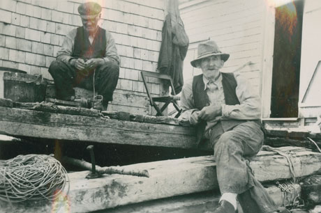 creighton : Norman McGrath, Horace Johnston retired fishermen at Victoria Beach told folk tales and tall stories