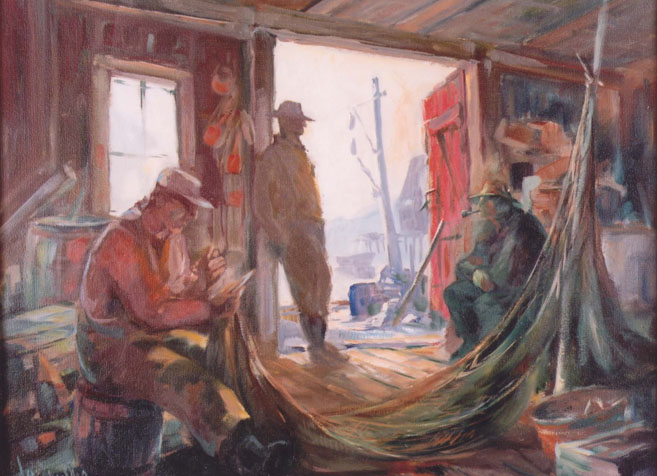 Men in the Fishing Shed