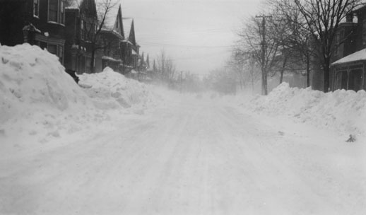 Street with large snow-banks