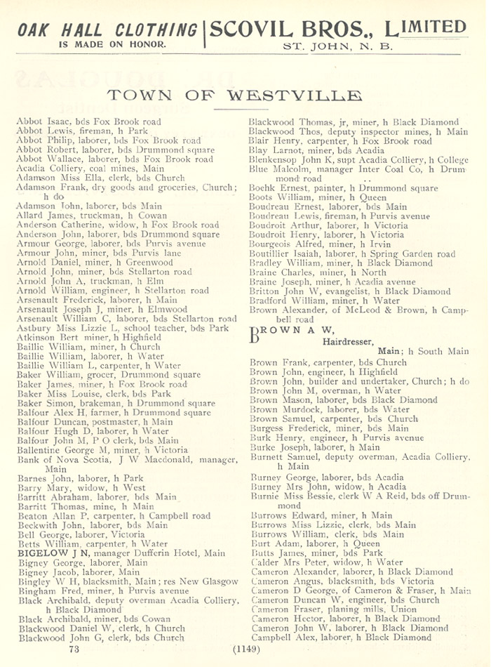 Pictou County - Town of Westville