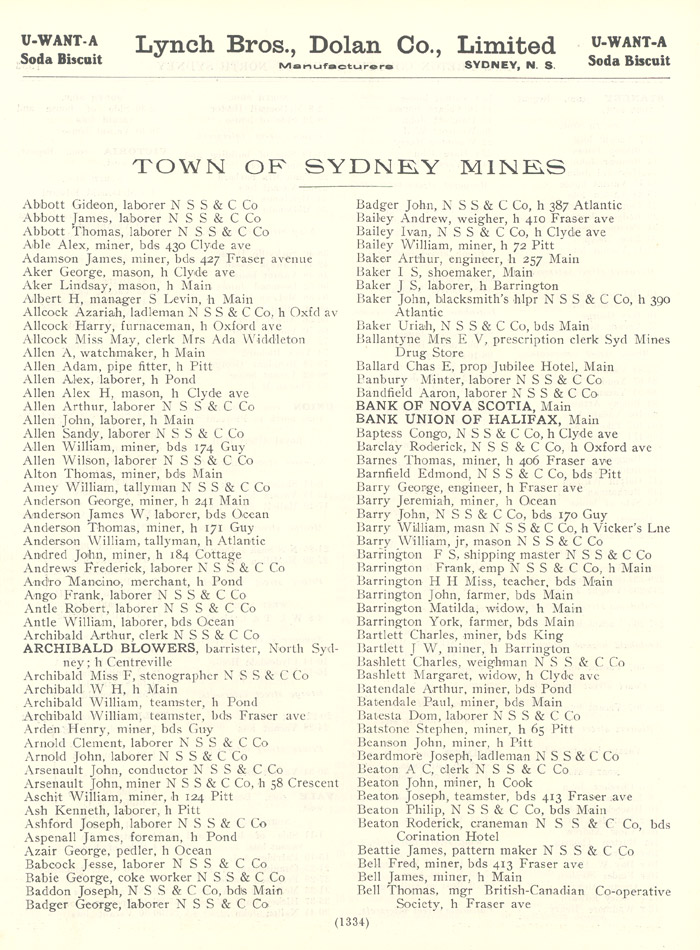 Cape Breton County - Town of Sydney Mines