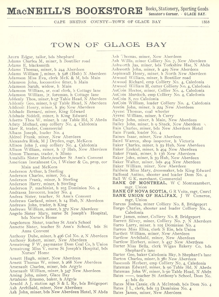 Cape Breton County - Town of Glace Bay