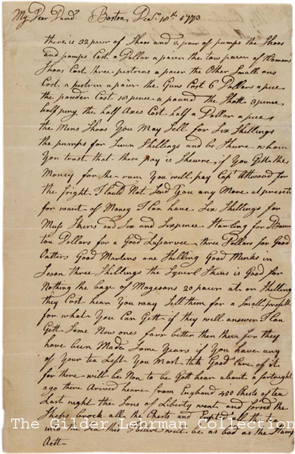 Letter, John Easson, Boston, to David Easson