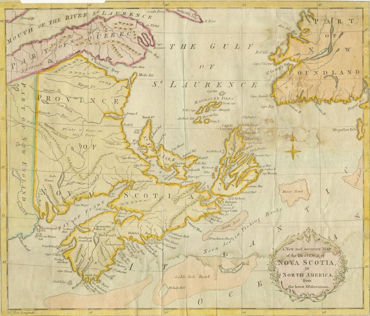 easson : A New and accurate Map of the Province of Nova Scotia in North America from the latest Observations