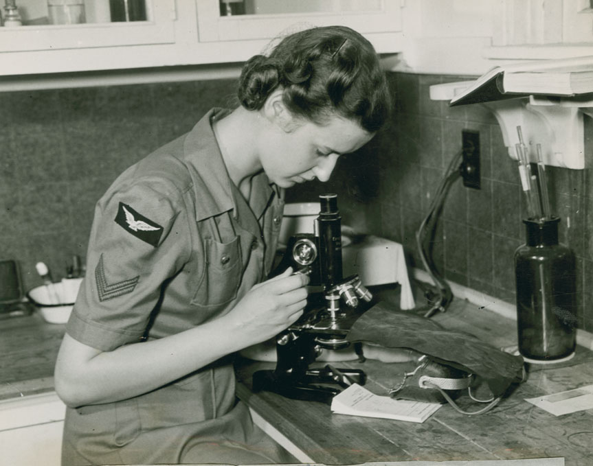 Corporal Daisy Nunn working in the hospital of the RCAF Station Dartmouth