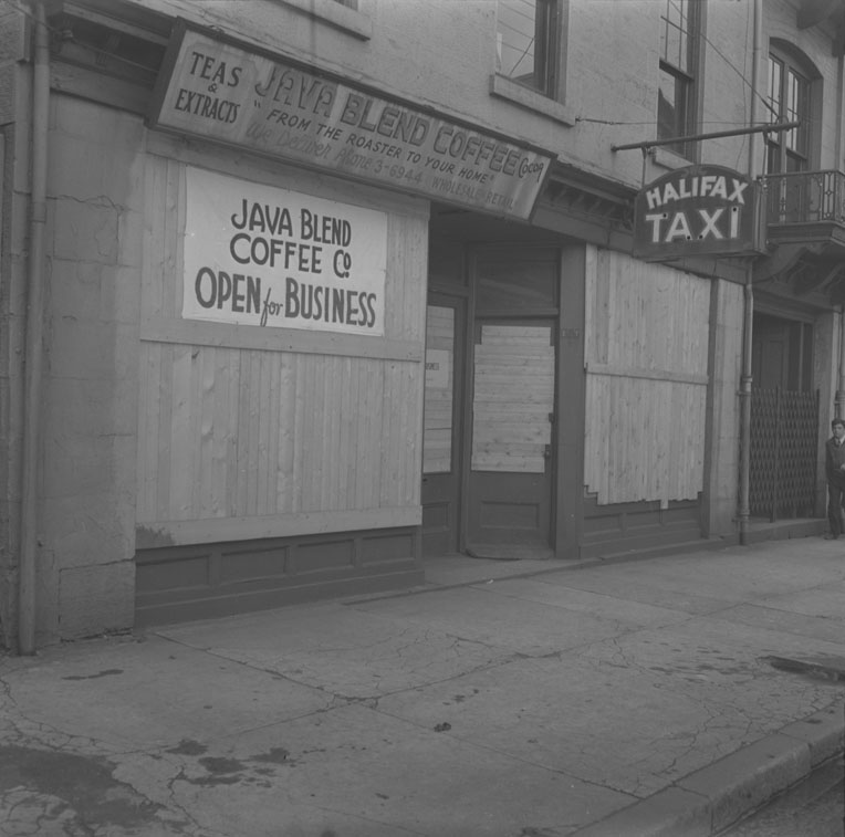 Halifax Riots (1945) aftermath, Java Blend Coffe Co., and Halifax Taxi, 130-1301/2 Hollis Street