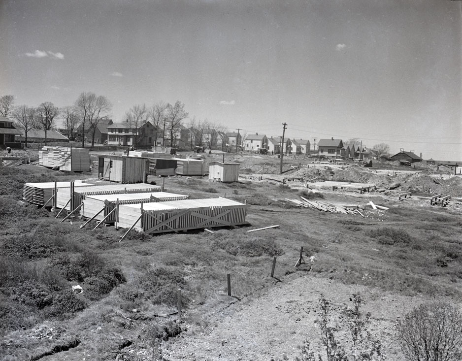 Wartime Housing, Glebe Lands, Prefabricated Floor Panels on Site