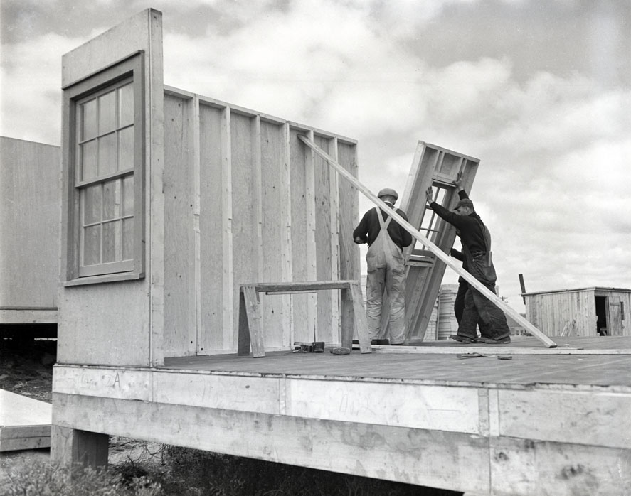 Wartime Housing, Glebe Lands, Erecting Exterior Wall Panels of Residential Unit