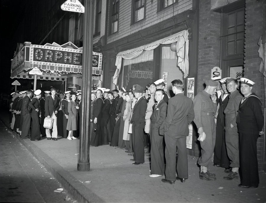 eastcoastport : Service personnel and civilans at Orpheus movie theatre, Barrington Street, halifax