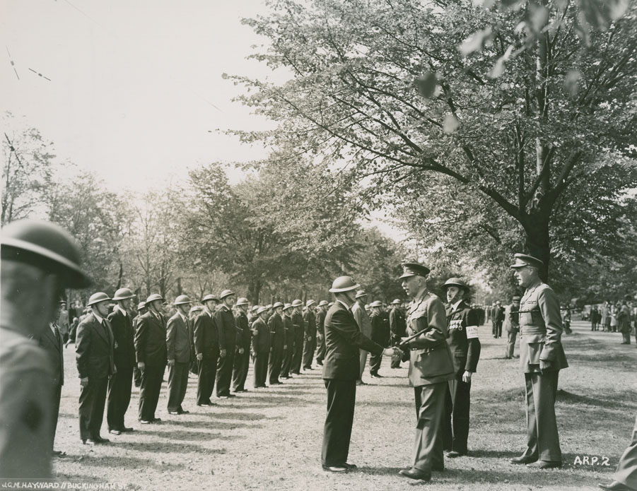 eastcoastport : Governor General inspecting Wardens of H.C.E.C. accompanied by Col. Oland and Major O.R. Crowell, Director of Civil Defence, A.R.P. 2