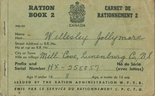 Ration Book 2 belonging to Wellesley Jollymore