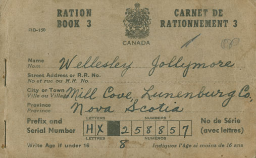 Ration Book 3 belonging to Wellesley Jollymore