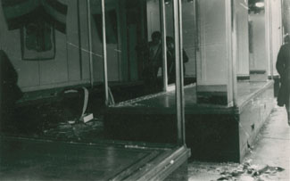 Front of Kay's Store ransacked in V-E Day Riots