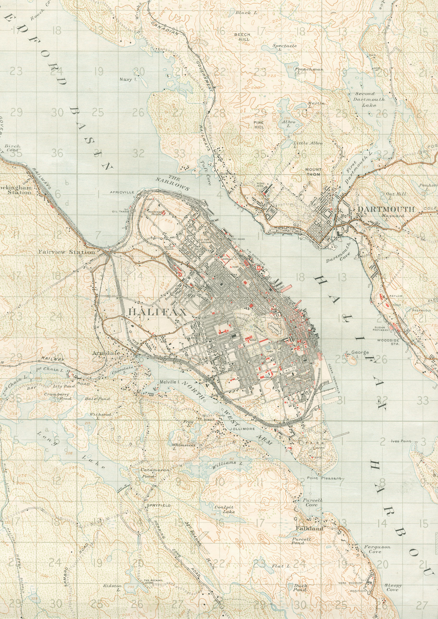 Although this map was published in 1918, it shows metropolitan Halifax prior to the Explosion.