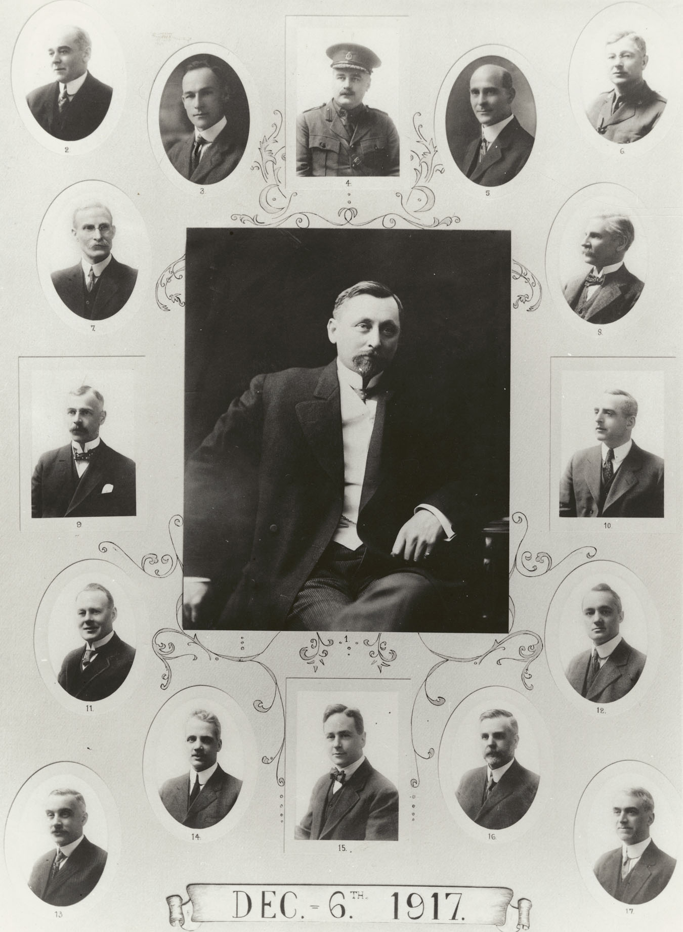 The Halifax Relief Committee was established to deal with the emergency resulting from the Explosion of December 6, 1917.  Its members, responsible for coordinating relief work, were as follows:                                                     1.  R.T. MacIlreith,    Managing Committee;                                                           2.  H. Milburn,   Medical Supply Committee;                                                           3.  F.A. Gillis, Transportation Committee;                                                              4.  Col. F. McKelvie Bell,  Medical Committee;                                                     5. A.S. Barnstead,  Mortuary Committee;                                                             6.  Capt. Kneale,  Employment Committee;                                                           7.  Hon. R.G. Beazley,  Fuel Committee;                                                                8.  A.S. Campbell,   Finance Committee;                                                              9.  A. Hanfield Whitman,  Supply Committee;                                                     10.  J.L. Hetherington,    Food Committee;                                                         11.  J.C. Stredder,   Information Committee;                                                        12.  G. Fred Pearson,   Reconstruction Committee;                                            13.  C.W. Ackhurst,    Clothing Committee;                                                          14.  J.H. Winfield,  Rehabilitation Committee;                                                   15.  Ralph P. Bell , Secretary;                                                                              16.  W. S. Davidson,  Emergency Shelter;                                                           17.  A.D. MacRae,   Registration Committee.