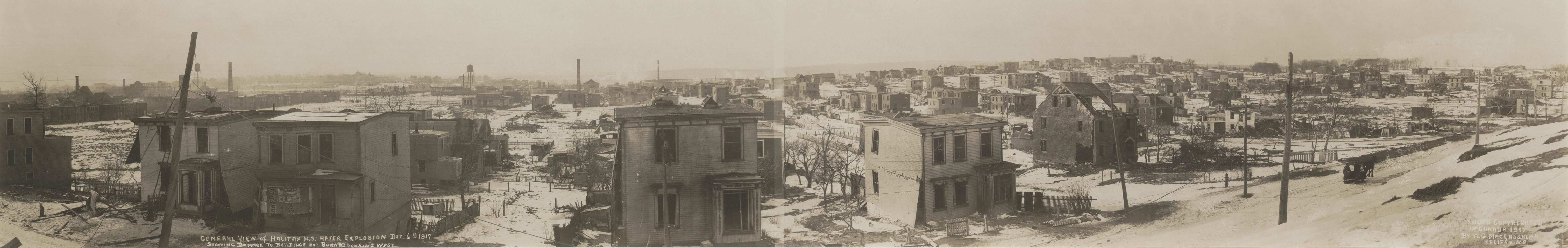 explosion : General view of Halifax, N.S., after explosion, Dec. 6th 1917 showing damage to buildings not burned looking west