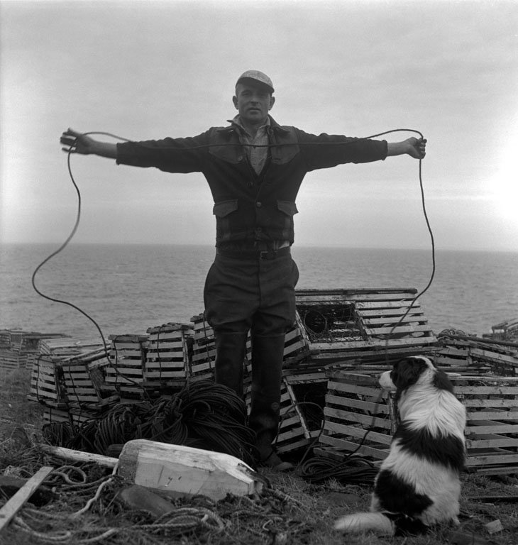 Rennie Prime of Freeport measures out a fathom of buoy line at a lobster shanty, St. Mary's Bay